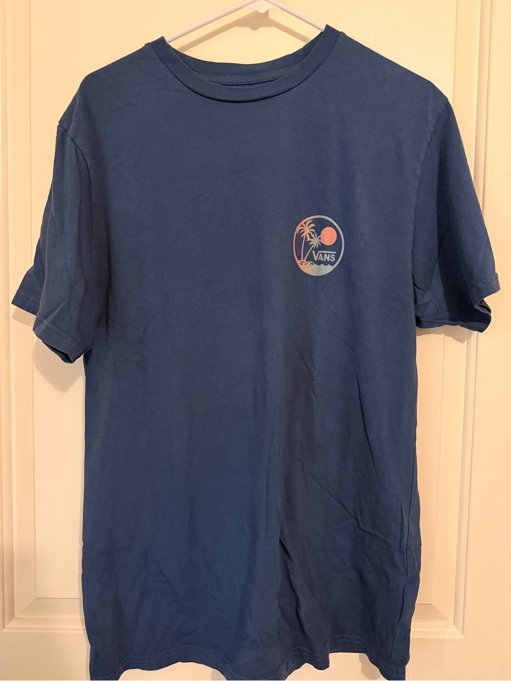Vans Blue Short Sleeve Tee with Palm Sun Chest Logo